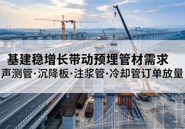 涿州基建稳增长带动预埋监测管材需求，声测管、沉降板、注浆管订单持续放量